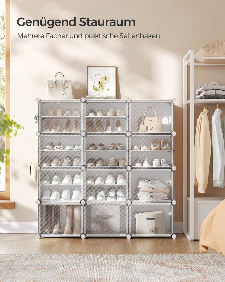 SONGMICS Schuhregal Schuhschrank, 30 x 40 x 30 cm pro Fach, für Flur, Eingangsbereich, mit 12 Fächern, mit Türen, für bis zu 48 Paar Schuhe, anpassbar – Bild 2 von 5
