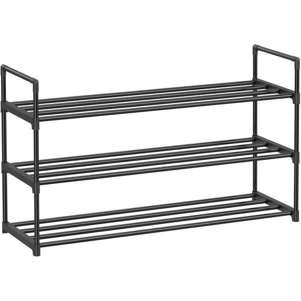 SONGMICS Schuhregal Schuhständer Metall, Schuhaufbewahrung, 3 Ebenen, bietet Platz für bis zu 15 Paar Schuhe, 92 x 30 x 54 cm