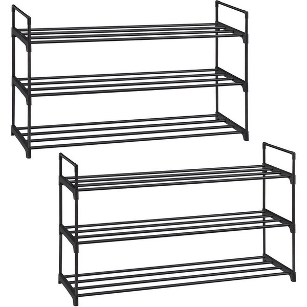 SONGMICS Schuhregal Schuhständer Metall, Schuhaufbewahrung, 3 Ebenen, 2er Set, für 12-15 Paar Schuhe, stapelbar, 30 x 92 x 54 cm
