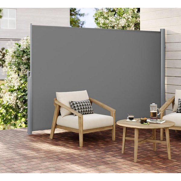 SONGMICS Seitenmarkise ausziehbar, Sichtschutz, balkon terrasse, Windschutz (Sonnenschutz, inkl. Zubehörpaket & Anleitung) Alu,mitgelieferte Bodenhalterung,180 