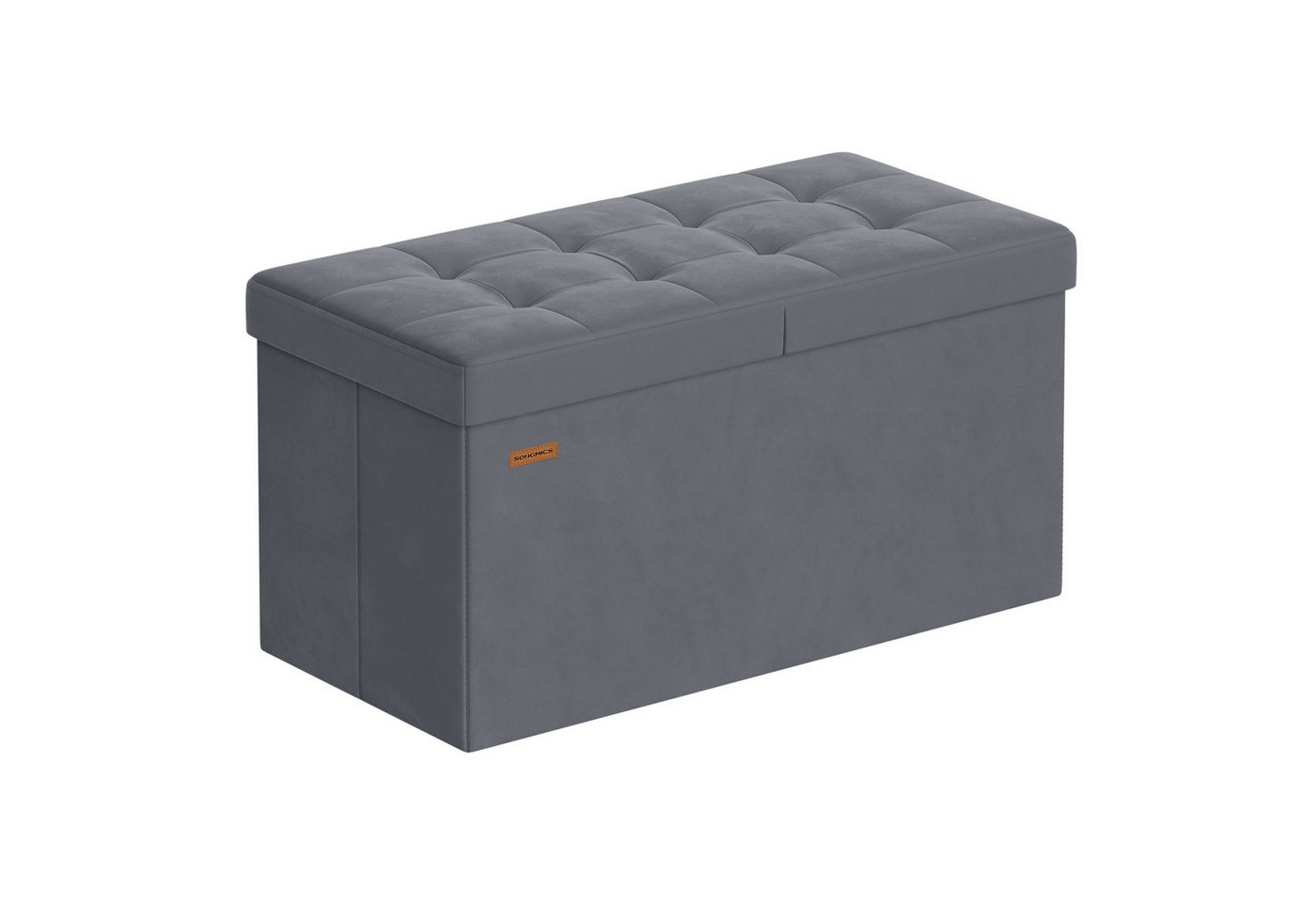 SONGMICS Sitzbank mit Stauraum, Sitztruhe aus Samt, klappbare Aufbewahrungsbox mit Deckel, bis 300 kg belastbar – Bild 2 von 5