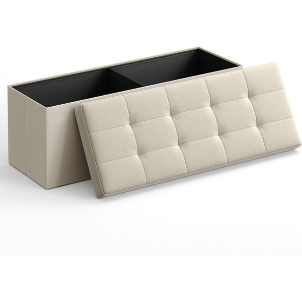 SONGMICS Sitzbank sitzhocker, 76/110cm mit Stauraum, klappbare Sitztruhe, Fußbank