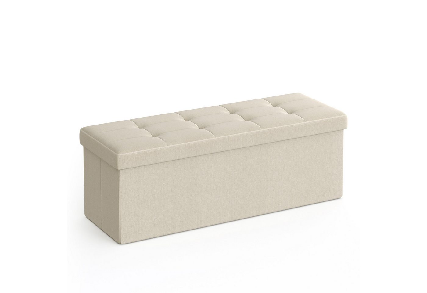 SONGMICS Sitzbank sitzhocker, 76/110cm mit Stauraum, klappbare Sitztruhe, Fußbank – Bild 2 von 5