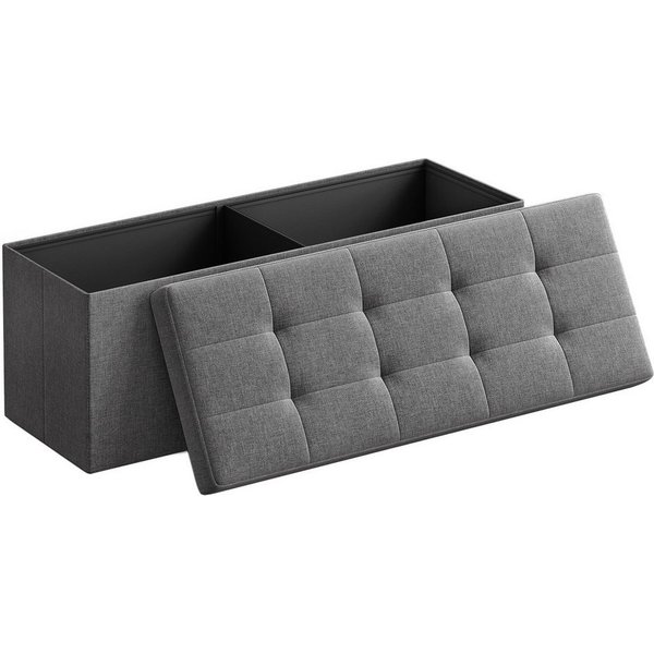 SONGMICS Sitzbank sitzhocker, 76/110cm mit Stauraum, klappbare Sitztruhe, Fußbank