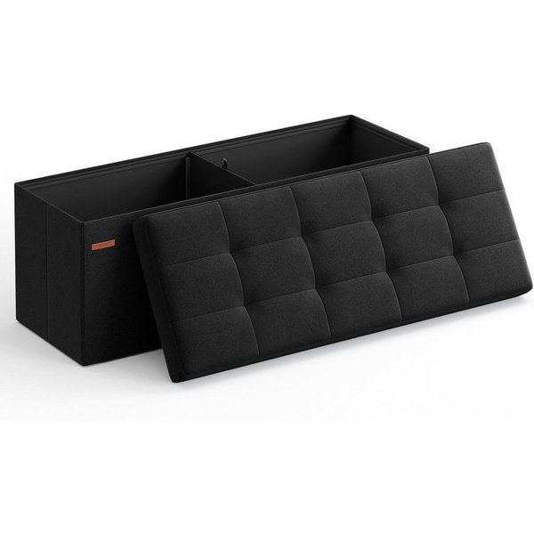 SONGMICS Sitzbank Sitzhocker mit Stauraum, klappbare, für Wohnzimmer Schlafzimmer Flur, 38 x 76 x 38 cm Fußbank, Aufbewahrungsbox, bis 300 kg belastbar