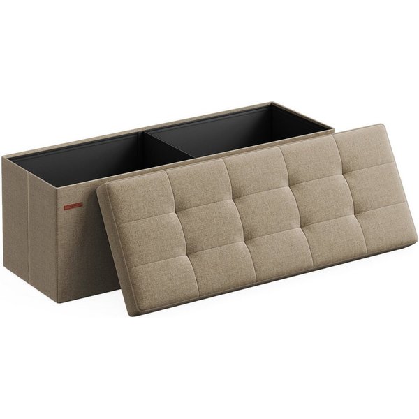 SONGMICS Sitzbank Sitzhocker mit Stauraum, klappbare, für Wohnzimmer Schlafzimmer Flur, 38 x 110 x 38 cm Fußbank, Aufbewahrungsbox, bis 300 kg belastbar
