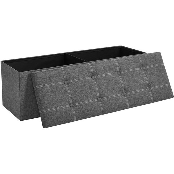 SONGMICS Sitzbank Sitztruhe, Sitzhocker, faltbar, für Schlafzimmer, Flur, Wohnzimmer, mit Stauraum, 76 x 38 x 38 cm, Bezug aus Leinenimitat, dunkelgrau