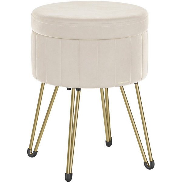 SONGMICS Sitzhocker Hocker (Schminktischhocker, Samt Schminkhocker), 4 Metallbeine, für Ankleidezimmer, Wohnzimmer, Schlafzimmer