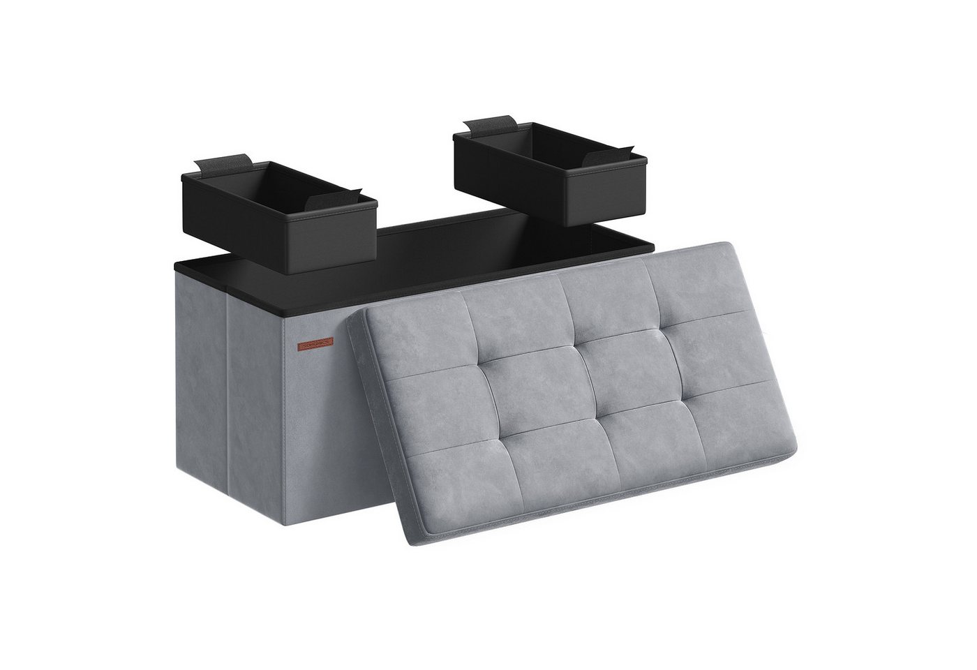 SONGMICS Sitzhocker klappbare Sitzbank, Aufbewahrungsbox, bis 300 kg belastbar, für Wohnzimmer Schlafzimmer Flur, 38 x 76 x 38 cm Fußbank – Bild 4 von 5