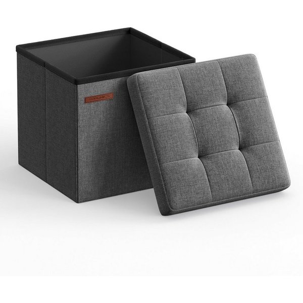 SONGMICS Sitzhocker kleine klappbare Sitzbank, für Wohnzimmer Schlafzimmer Schlafsaal (1 St), mit Stauraum, 30 x 30 x 30 cm, Aufbewahrungsbox, bis 130 kg belast