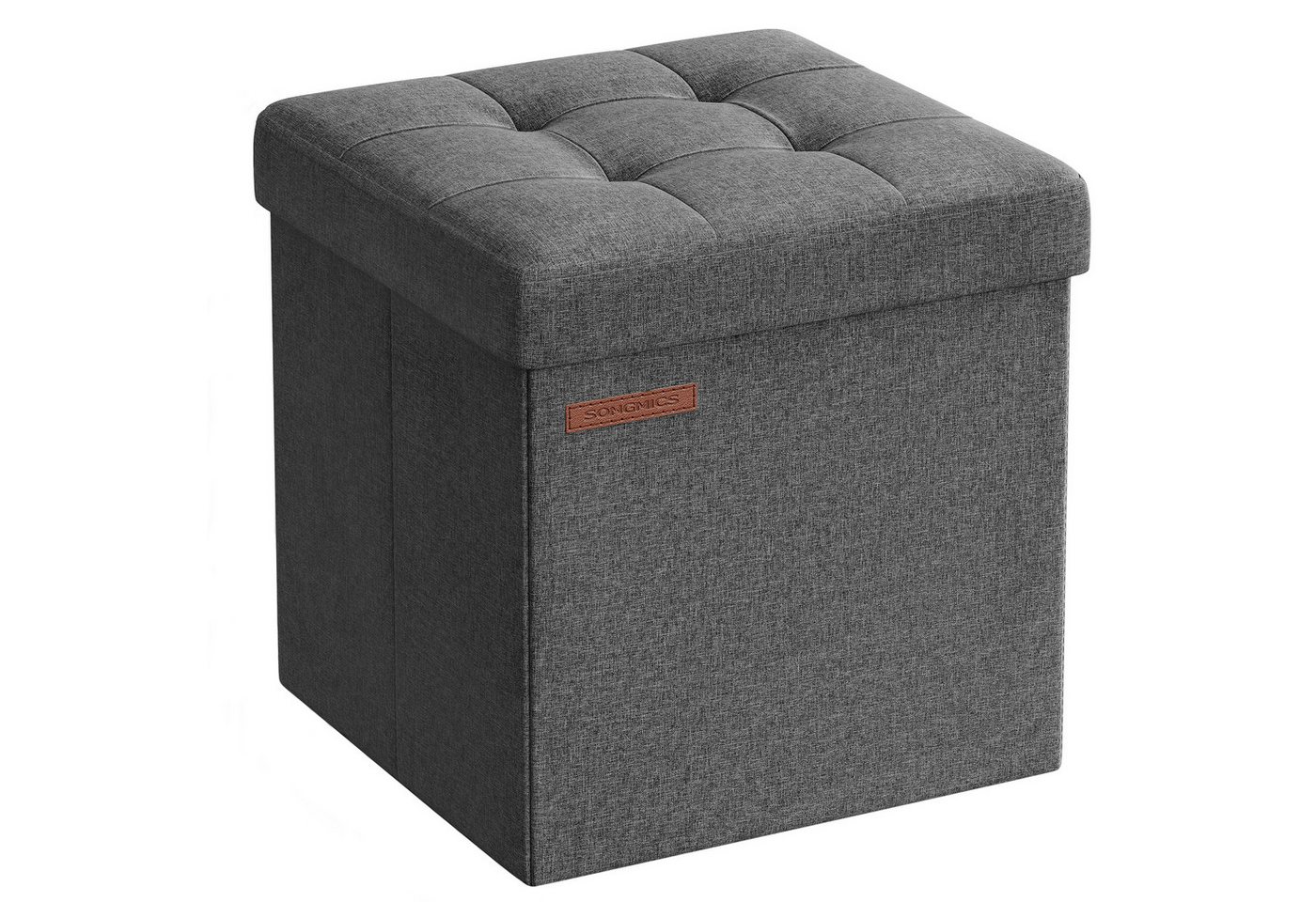SONGMICS Sitzhocker kleine klappbare Sitzbank, für Wohnzimmer Schlafzimmer Schlafsaal (1 St), mit Stauraum, 30 x 30 x 30 cm, Aufbewahrungsbox, bis 130 kg belast – Bild 2 von 5