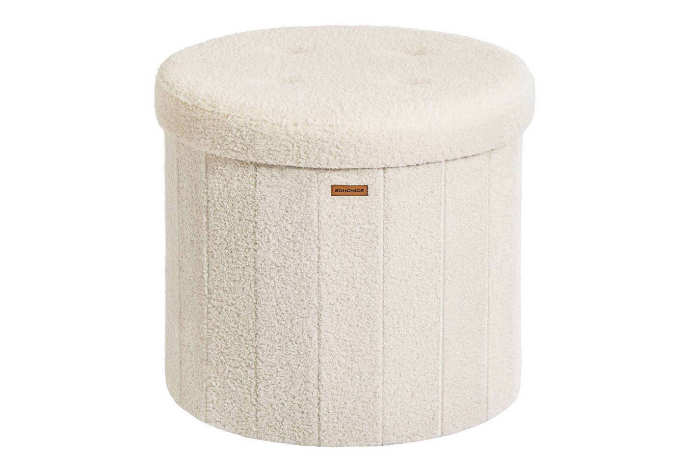 SONGMICS Sitzhocker MAZIE Kollektion, Fußhocker, Wohnheim, Schlafzimmer, Wohnzimmer (mit abnehmbarem Deckel), rund, mit Stauraum, faltbarer Hocker, einfache Mon – Bild 2 von 5