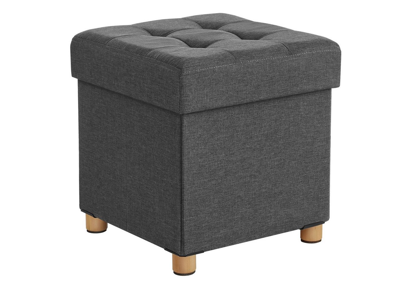 SONGMICS Sitzhocker mit Stauraum, 38 x 38 x 40 cm, für Wohnzimmer Schlafzimmer Schlafsaal, kleine klappbare, Aufbewahrungsbox, bis 300 kg belastbar, dunkelgrau – Bild 2 von 5