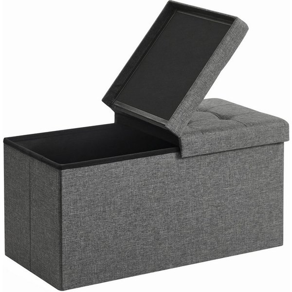 SONGMICS Sitzhocker mit Stauraum, Deckel klappbar, für Flur, Wohnzimmer, Schlafzimmer, klappbare Sitztruhe, bis 300 kg belastbar, 89 Liter, 38 x 76 x 38 cm