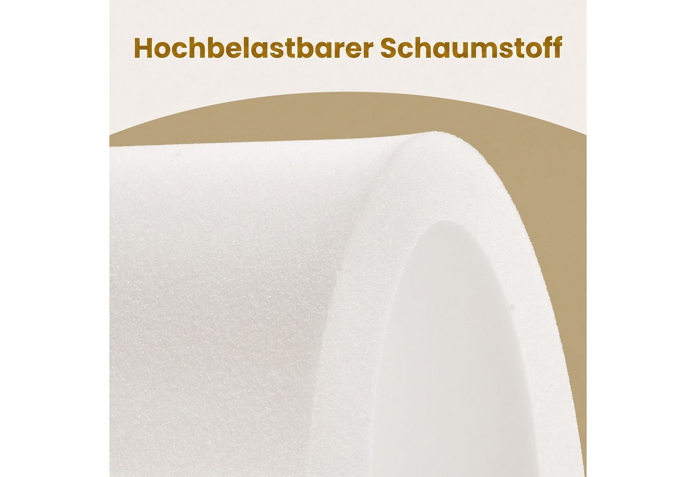 SONGMICS Sitzhocker mit Stauraum, Sitzhocker mit Holzbeinen, Runder Polsterhocker, Teddy-Fleece, 31 x 31 x 29 cm – Bild 5 von 5