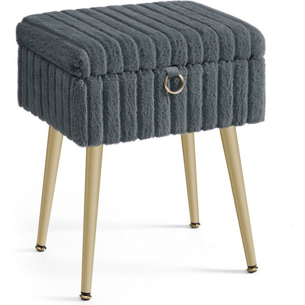 SONGMICS Sitzhocker Schminkhocker, Fußhocker, Wohnzimmer, Schlafzimmer, 30 x 40 x 50 cm (mit Stauraum), Schminktisch-Stuhl, Metallbeine, gepolstert, verstellbar