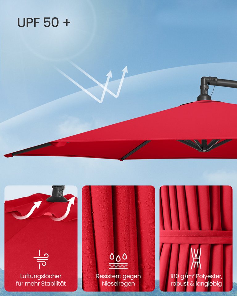 SONGMICS Sonnenschirm Ampelschirm, 300 cm d, Terrasse, Garten, UV-Schutz UPF 50+, Sonnenschutz Balkon – Bild 3 von 5