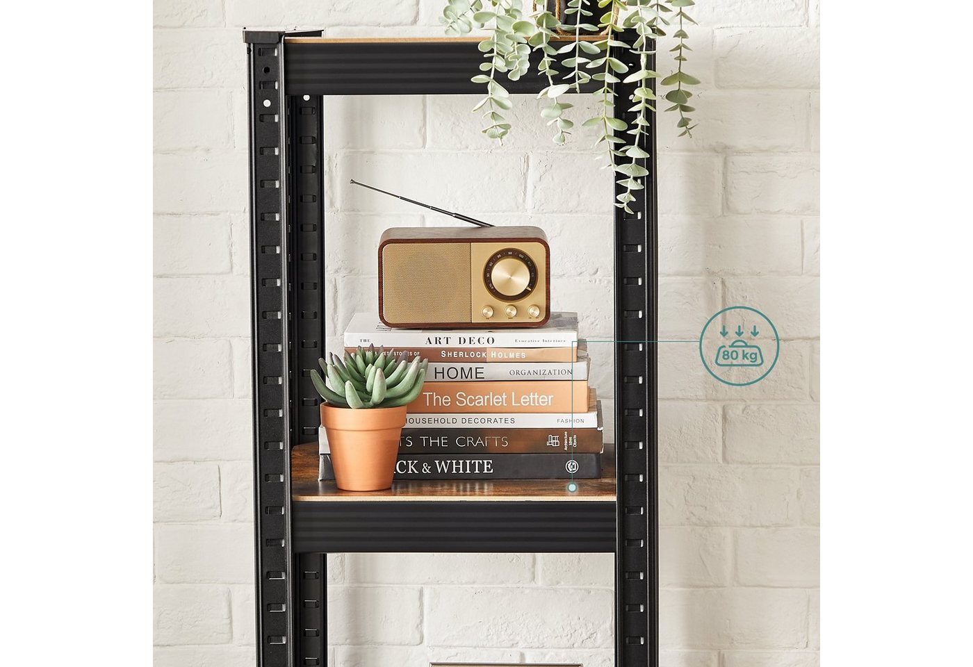 SONGMICS Standregal 5 Ablagen, verstellbar, 37 x 37 x 150 cm, bis 400 kg belastbar, 1-tlg., Bücherregal, Lagerregal, für Küche, Wohnzimmer – Bild 4 von 5
