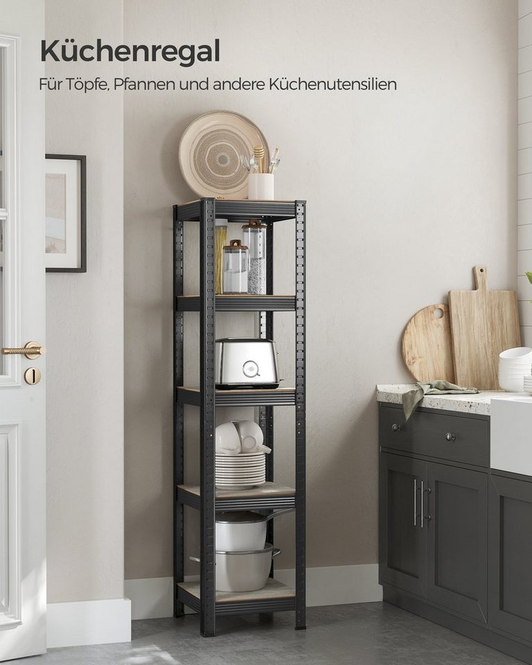 SONGMICS Standregal 5 Ablagen, verstellbar, 37 x 37 x 150 cm, bis 400 kg belastbar, 1-tlg., Bücherregal, Lagerregal, für Küche, Wohnzimmer – Bild 2 von 5