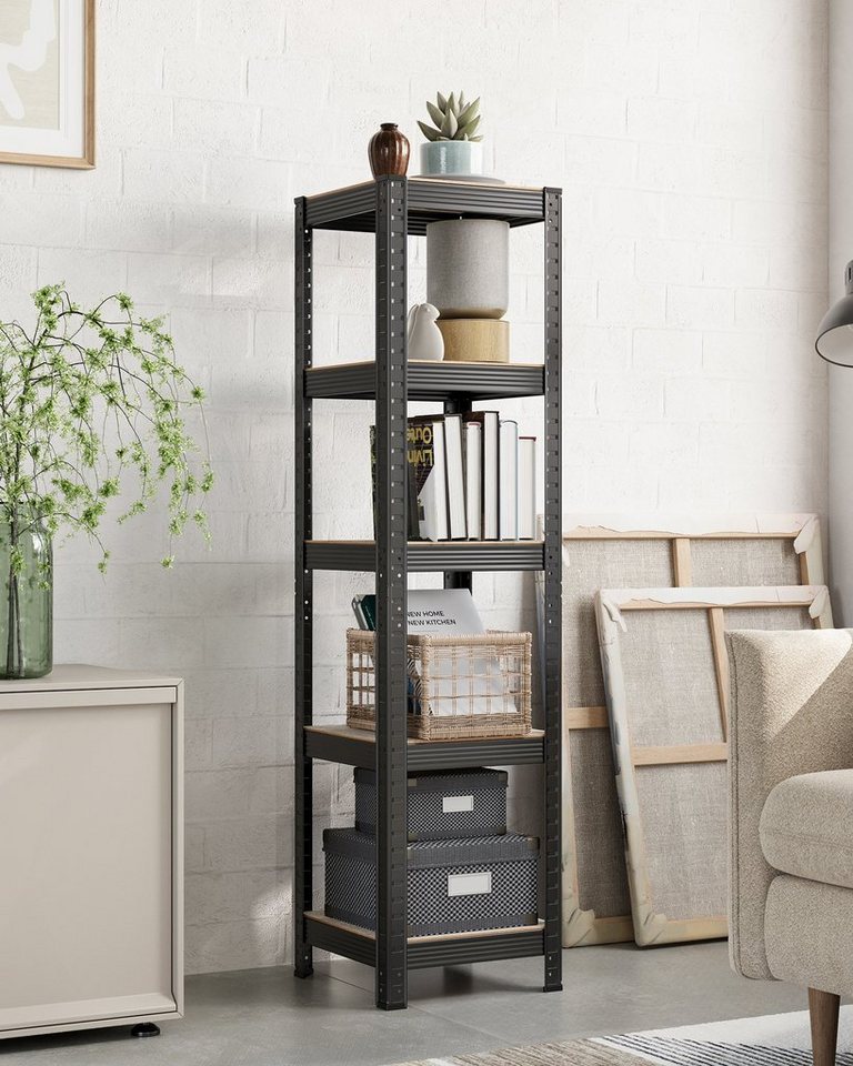 SONGMICS Standregal 5 Ablagen, verstellbar, 37 x 37 x 150 cm, bis 400 kg belastbar, 1-tlg., Bücherregal, Lagerregal, für Küche, Wohnzimmer – Bild 4 von 5