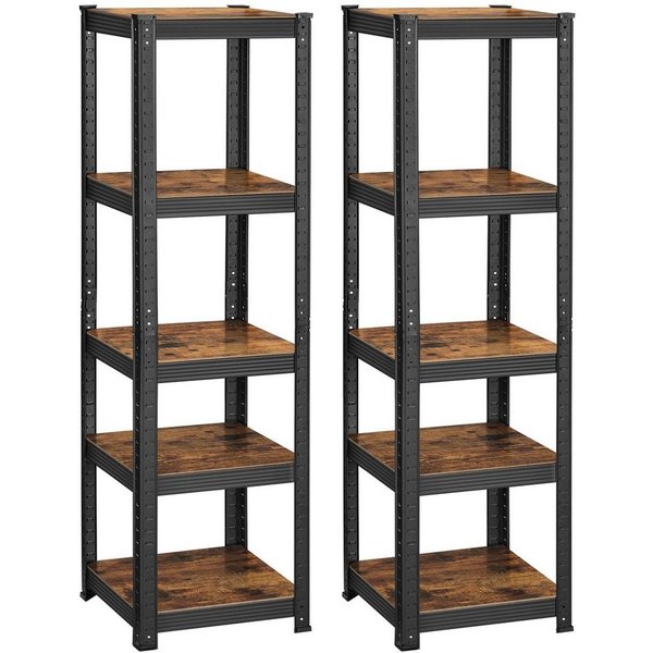 SONGMICS Standregal 5 Ablagen, verstellbar, 37 x 37 x 150 cm, bis 400 kg belastbar, 2-tlg., 2er Set, Bücherregal, Lagerregal, für Küche, Wohnzimmer