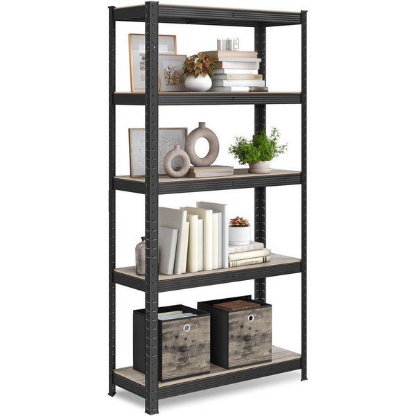 SONGMICS Standregal Bücherregal, Lagerregal, für Küche, Wohnzimmer, 1-tlg., 5 Ablagen, verstellbar, 30 x 75 x 150 cm, bis 650 kg belastbar