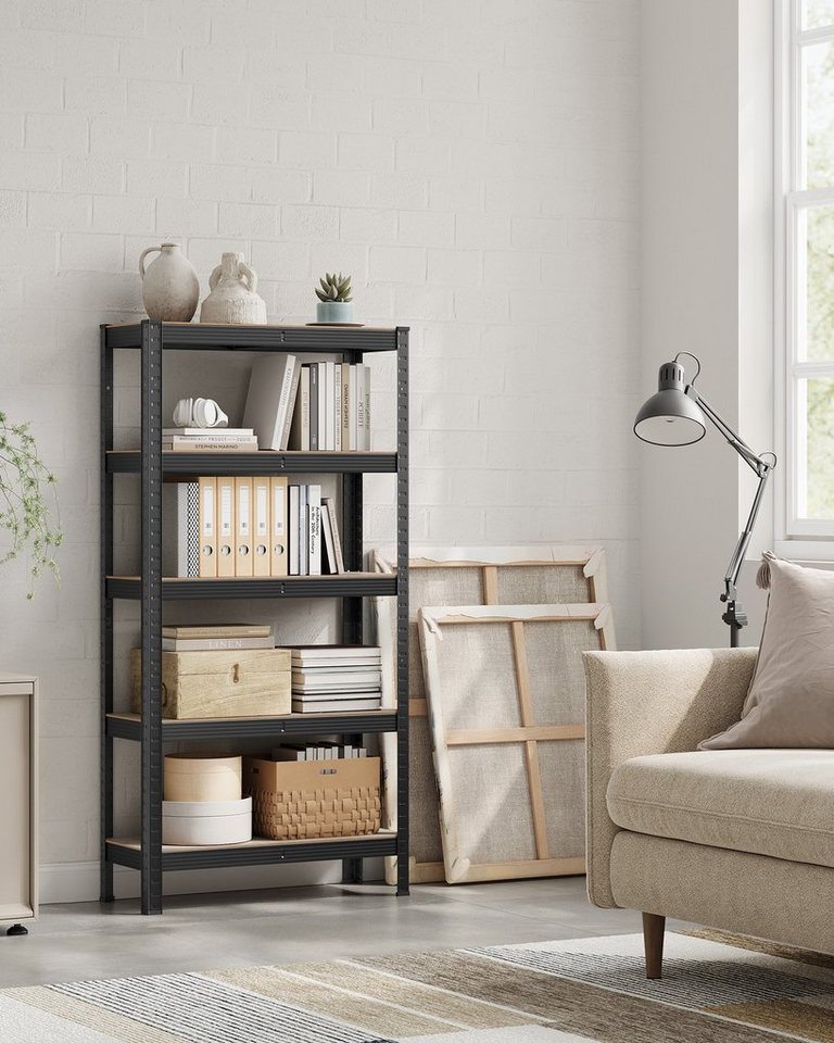 SONGMICS Standregal Bücherregal, Lagerregal, für Küche, Wohnzimmer, 1-tlg., 5 Ablagen, verstellbar, 30 x 75 x 150 cm, bis 650 kg belastbar – Bild 3 von 5