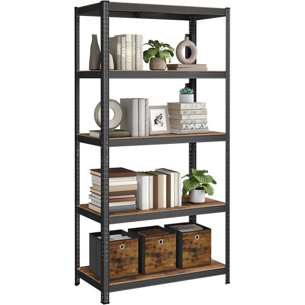 SONGMICS Standregal Bücherregal, Lagerregal, für Küche, Wohnzimmer, 1-tlg., 5 Ablagen, verstellbar, 50 x 100 x 200 cm, bis 600 kg belastbar