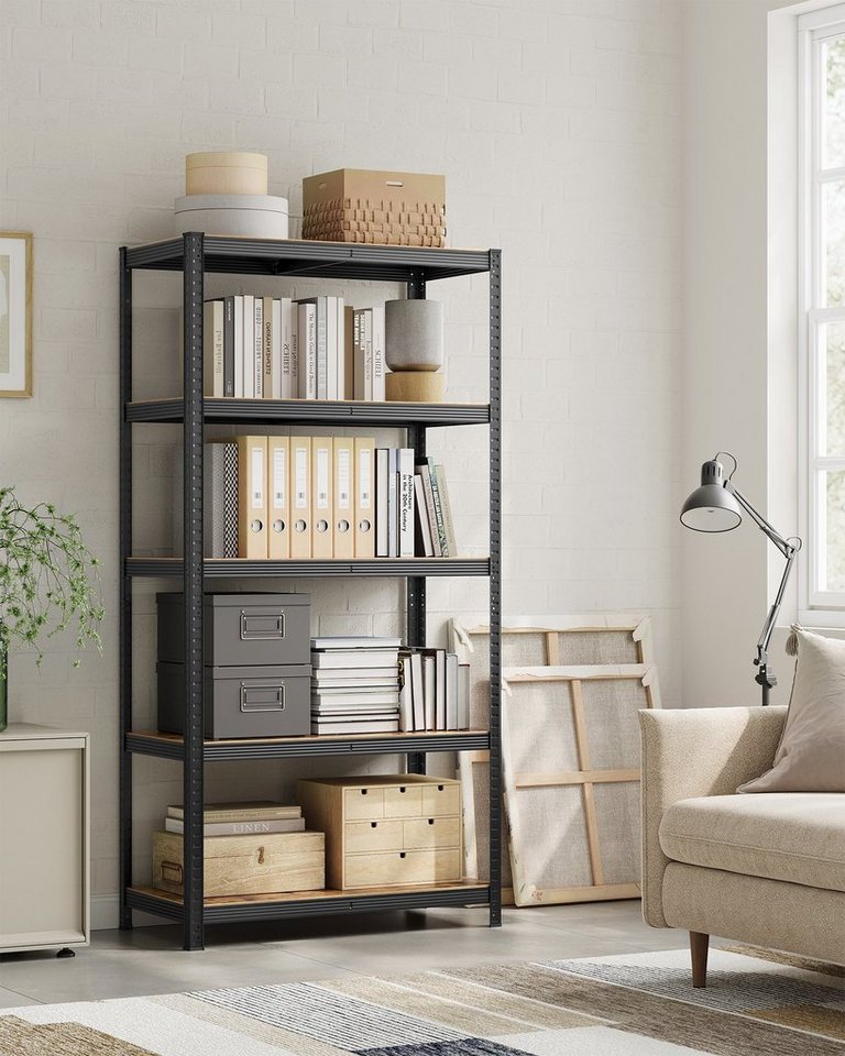 SONGMICS Standregal Bücherregal, Lagerregal, für Küche, Wohnzimmer, 1-tlg., 5 Ablagen, verstellbar, 50 x 100 x 200 cm, bis 600 kg belastbar – Bild 3 von 5