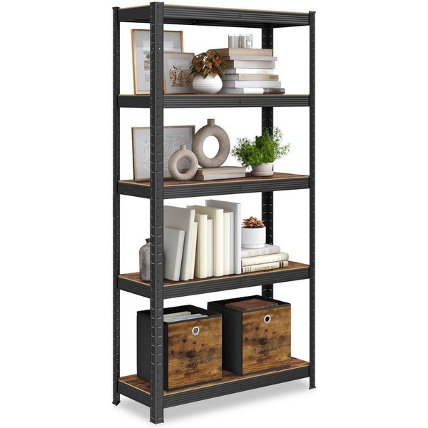 SONGMICS Standregal Bücherregal, Lagerregal, für Küche, Wohnzimmer, 1-tlg., 5 Ablagen, verstellbar, 30 x 75 x 150 cm, bis 650 kg belastbar