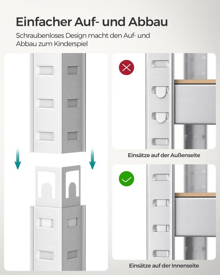 SONGMICS Standregal Regal, Lagerregal mit Stahlgestell, 2-tlg., 4 verstellbare Ablagen, bis 520 kg belastbar – Bild 5 von 5