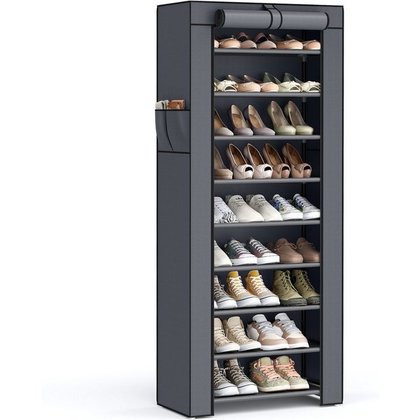 SONGMICS Stoffschrank Schuhschrank mit Ablagen, geräumig, 58x28x160 cm