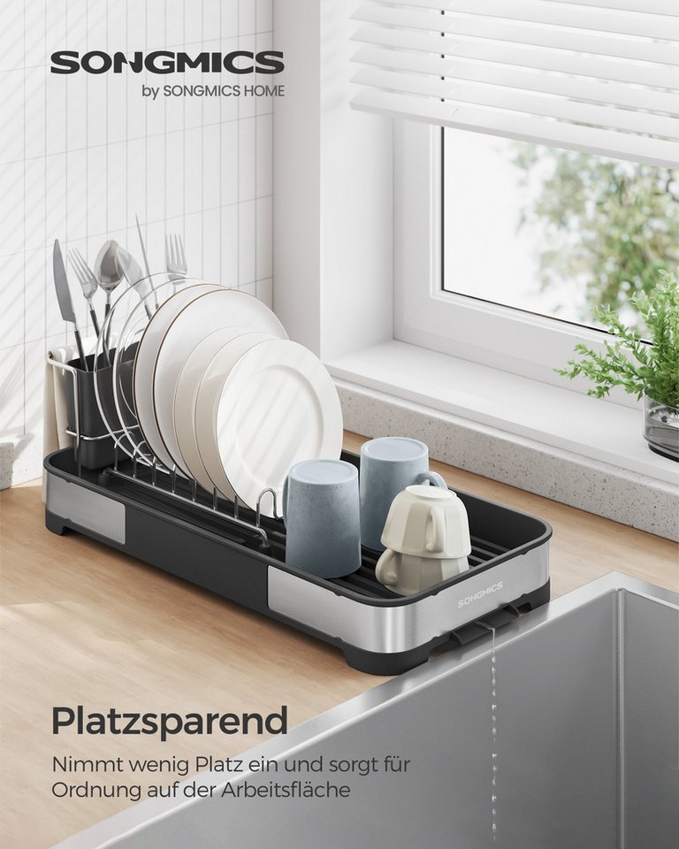 SONGMICS Trockenständer Abtropfgestell, Abtropfständer,Besteckhalter, Tassenhalter rostfrei, für Geschirr – Bild 2 von 5