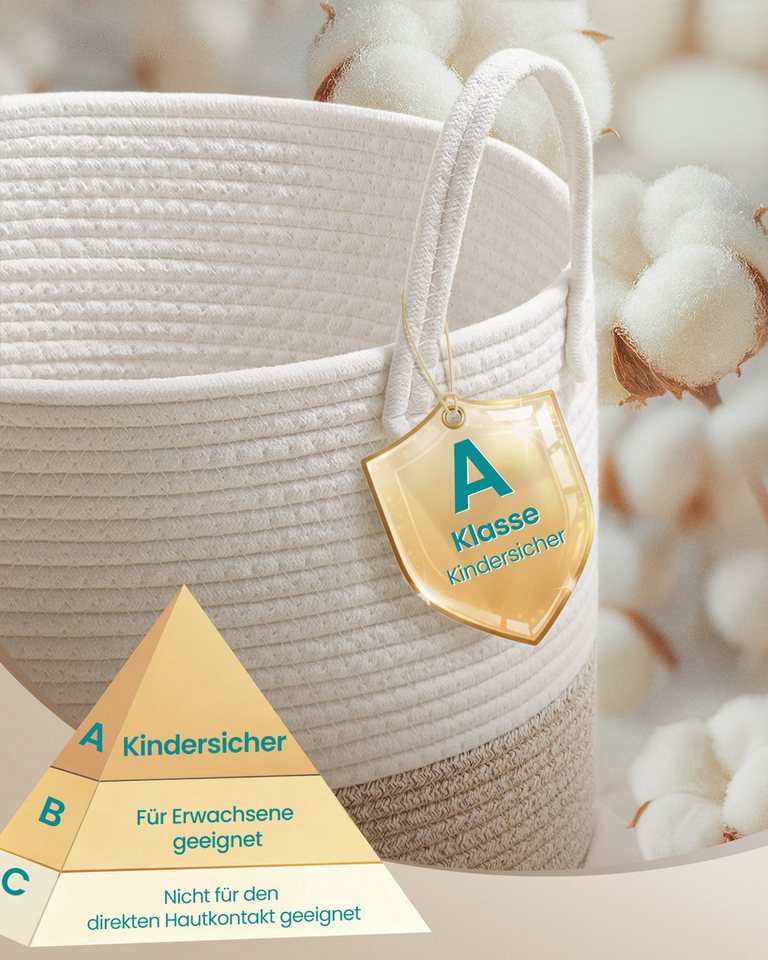 SONGMICS Wäschekorb,Wäschesammler für Kinder, Aufbewahrungskorb, für Decken, Kinderzimmer, mit Henkel, Kuscheltier Aufbewahrung, Schlafzimmer, 60 L – Bild 4 von 5
