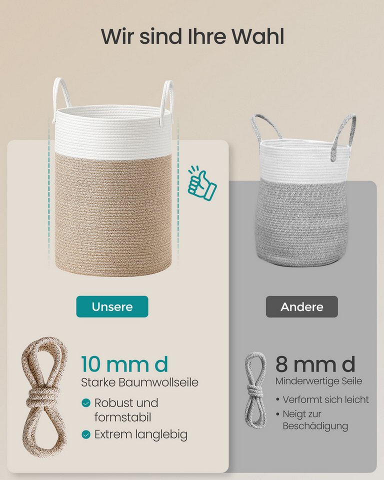 SONGMICS Wäschekorb,Wäschesammler für Kinder, Aufbewahrungskorb, für Decken, Kinderzimmer, mit Henkel, Kuscheltier Aufbewahrung, Schlafzimmer, 60 L – Bild 5 von 5