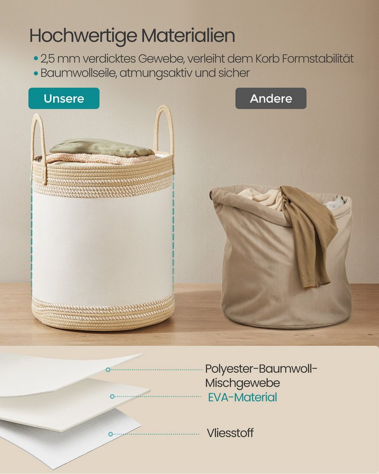 SONGMICS Wäschekorb,Wäschesammler für Kinder, Aufbewahrungskorb, für Decken, Kinderzimmer, mit Henkel, Kuscheltier Aufbewahrung, Schlafzimmer, 60 L – Bild 3 von 5