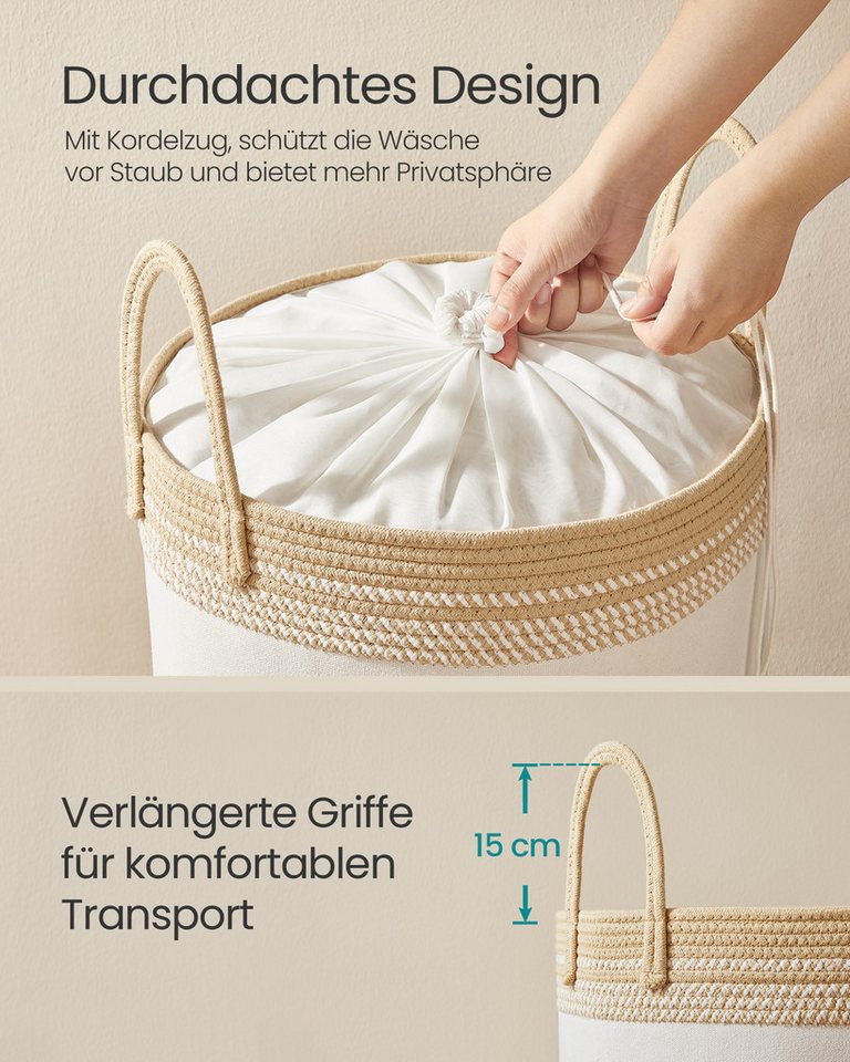 SONGMICS Wäschekorb,Wäschesammler für Kinder, Aufbewahrungskorb, für Decken, Kinderzimmer, mit Henkel, Kuscheltier Aufbewahrung, Schlafzimmer, 60 L – Bild 4 von 5