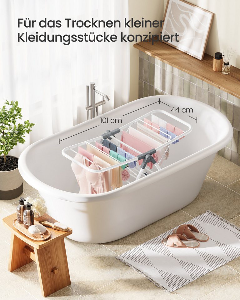 SONGMICS Wäscheständer Standtrockner, klein, faltbare, mit 2 Flügeln, platzsparend, Metall, 44 x 101 x 54 cm – Bild 2 von 5