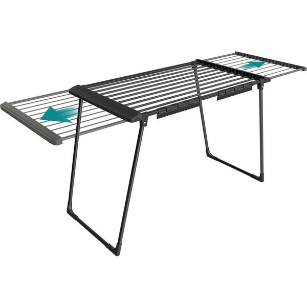 SONGMICS Wäscheständer Standtrockner, mit Sockenhalter, Metall, für Kleidung, Handtücher, ausziehbare Flügel, 22 m Trockenfläche, klappbar, tintenschwarz
