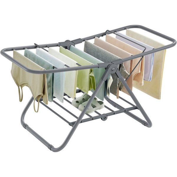 SONGMICS Wäscheständer Standtrockner, klein, faltbare, mit 2 Flügeln, platzsparend, Metall, 44 x 101 x 54 cm