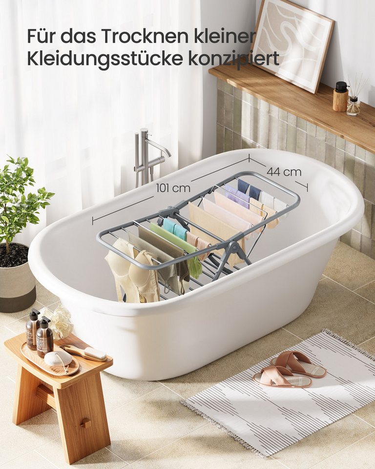 SONGMICS Wäscheständer Standtrockner, klein, faltbare, mit 2 Flügeln, platzsparend, Metall, 44 x 101 x 54 cm – Bild 2 von 5