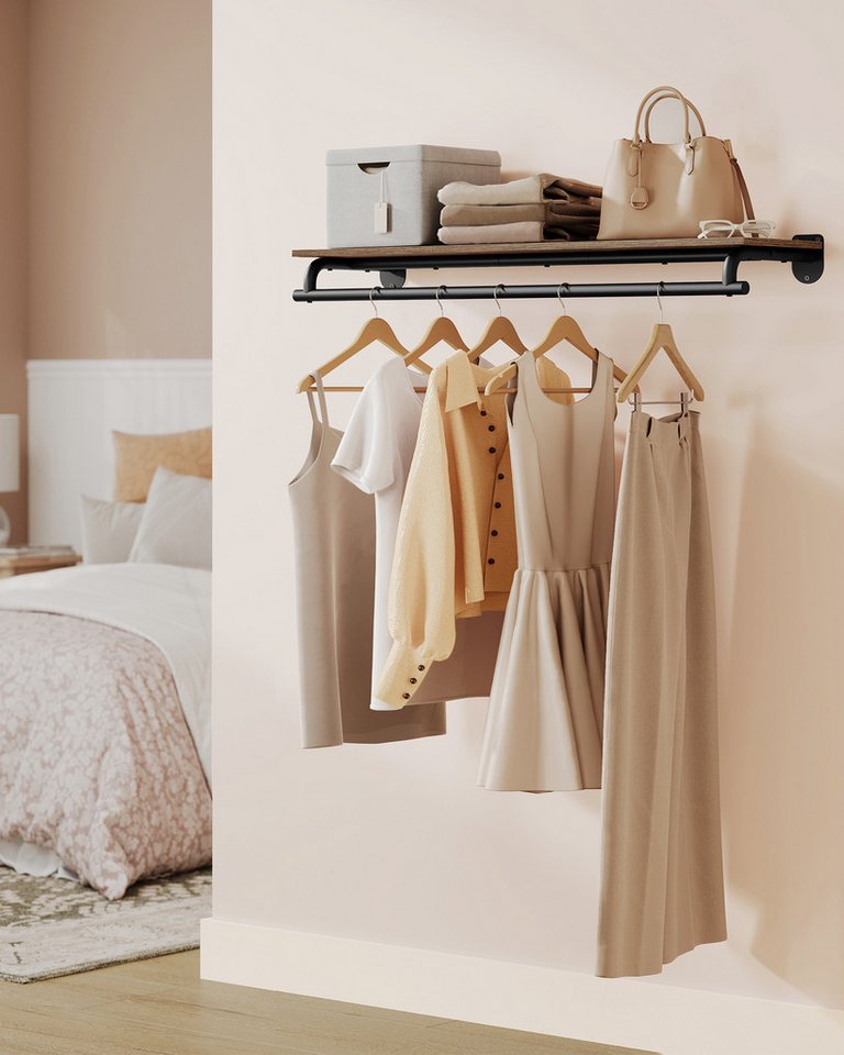 SONGMICS Wandgarderobe, Garderobe, Wandregal mit Kleiderstange, Schlafzimmer – Bild 2 von 5