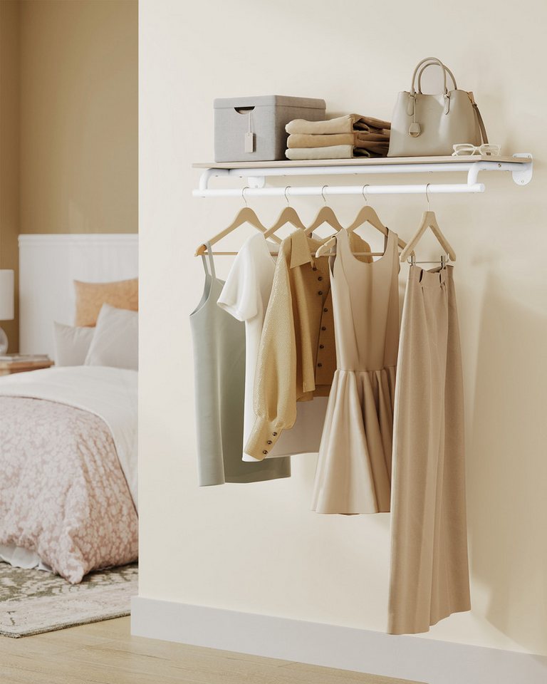 SONGMICS Wandgarderobe, Garderobe, Wandregal mit Kleiderstange, Schlafzimmer – Bild 2 von 5
