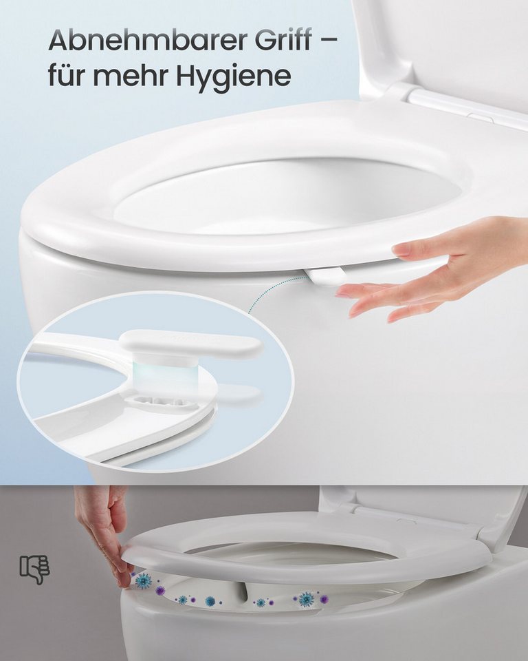 SONGMICS WC-Sitz mit Absenkautomatik, Toilettensitz schnell abnehmbar, O-Form, Klodeckel einfache Montage, bis 300 kg belastbar – Bild 3 von 5