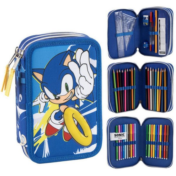 Sonic The Hedgehog Federmäppchen mit Inhalt Kinder Schule Freizeit Zubehör, (1-tlg)