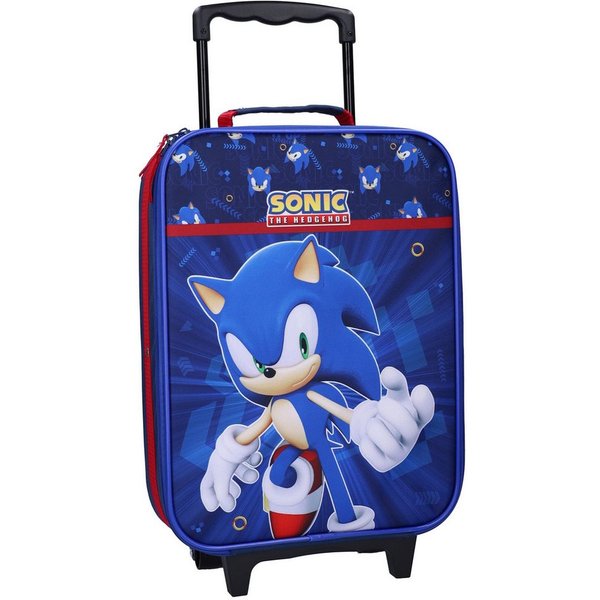 Sonic The Hedgehog Kinderkoffer Trolley Kindertrolley Jungen Handgepäck, Volumen 12 Liter, Innemaße 40x30x10 cm, Außenmaße 47x31x13 cm