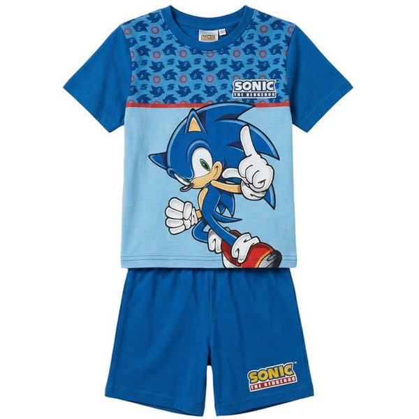 Sonic The Hedgehog Pyjama Kinder Sommer Pyjama Baumwolle Kurzarm Schlafanzug Set (Set, 2 Stück)