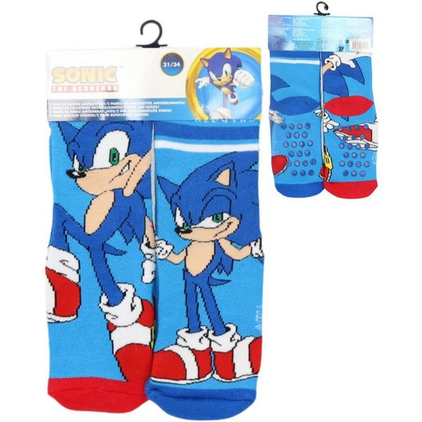 Sonic The Hedgehog Socken 2er Pack Kinder Socken rutschfeste Kuschelsocken Sportsocken