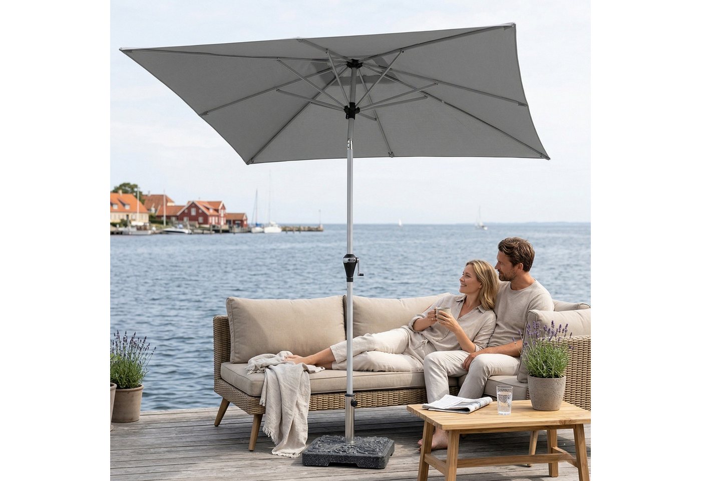doppler® Sonnenschirm doppler Active Auto Tilt Kurbelschirm Sonnenschirm 210x140 cm – Bild 2 von 5