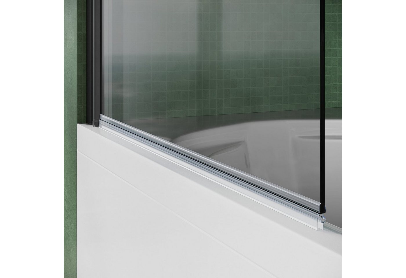 SONNI Badewannenaufsatz NANO Glas, 80x140cm, Badewannenaufsatz mit Seitenwand, Einscheibensicherheitsglas mit Nano Beschichtung, für Badezimmer, faltbar – Bild 5 von 5